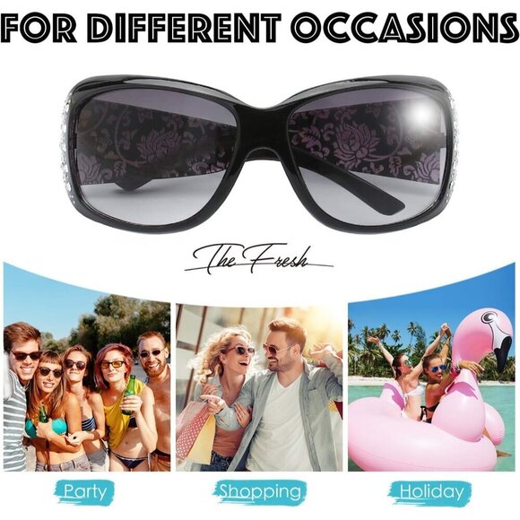 Women Rhinestone Sunglasses UV400 Protection Gradient Lenses Gift Box - Picture 5 of 6